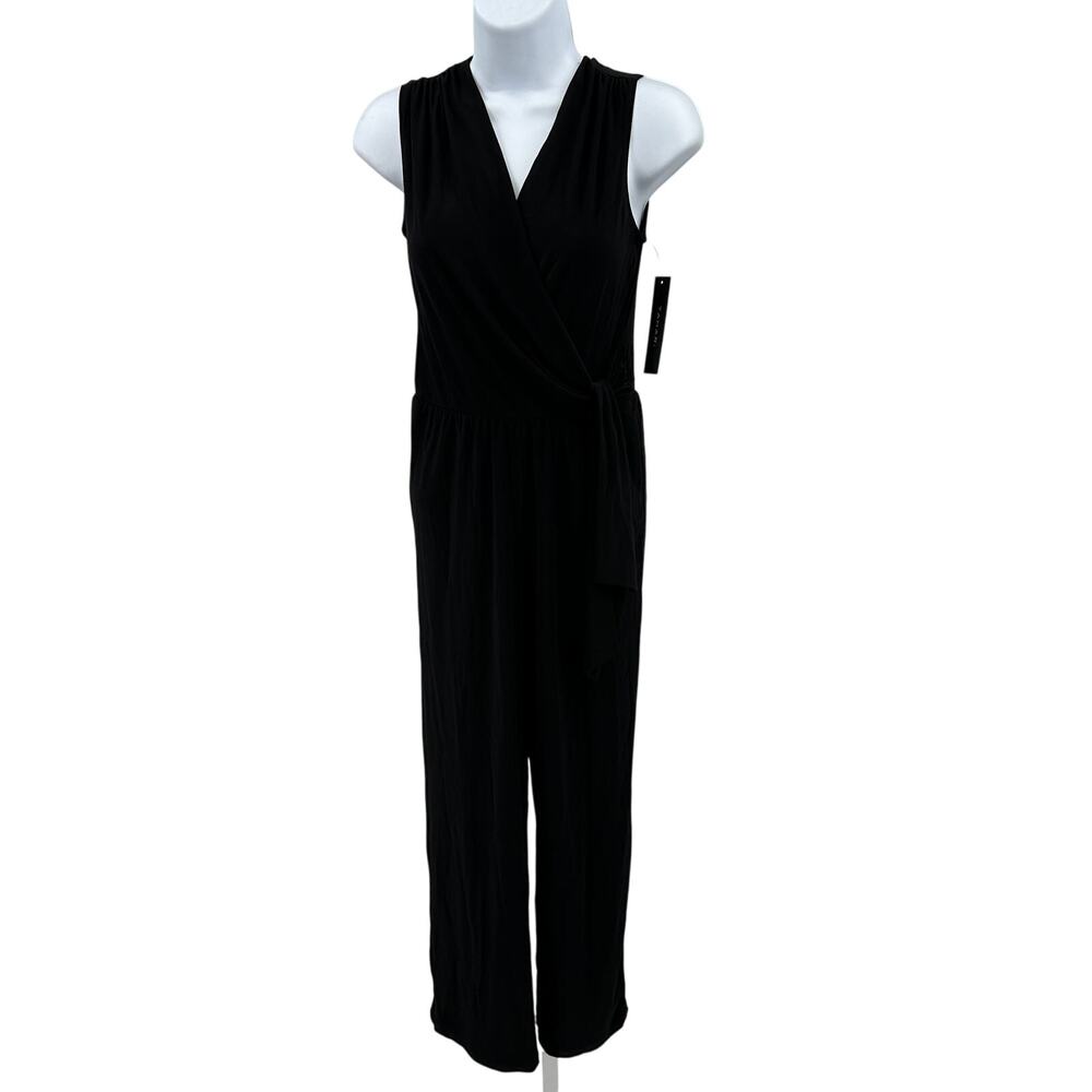 Tahari Sleeveless Black Wrap Romper Jumpsuit WMNS XS Black T4074MT V-neck Crop